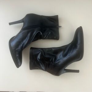 Black Women's Mid-Calf Stiletto Ankle Boots
